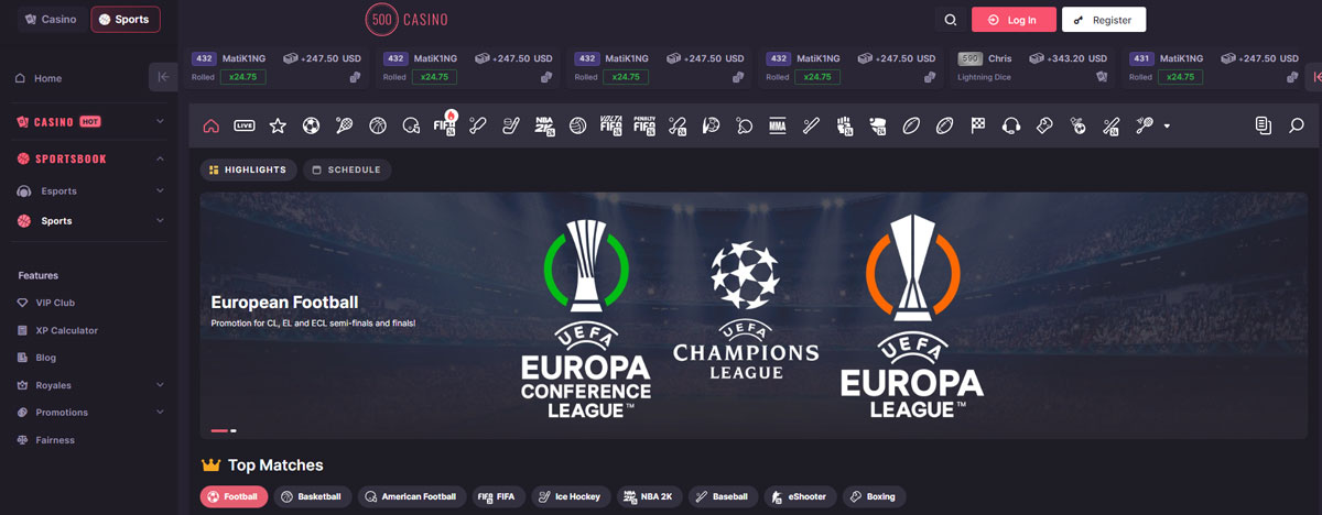 500Casino Sportsbook