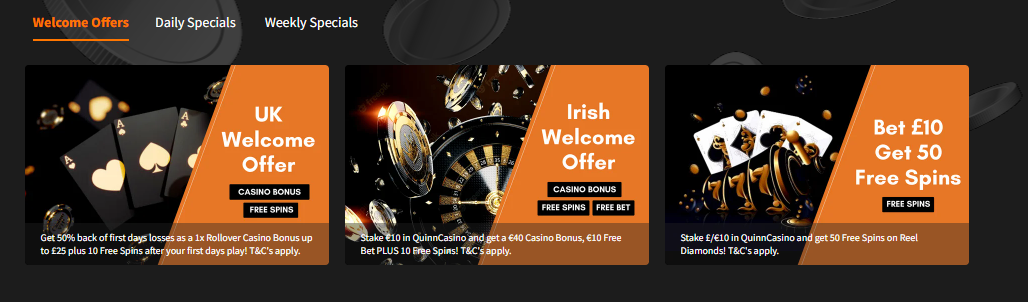 quinnbet casino bonuses