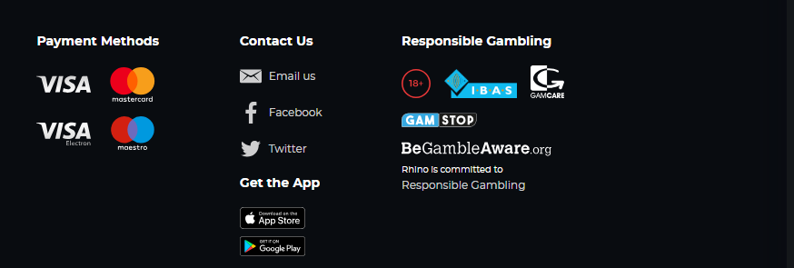 Rhino Casino Features